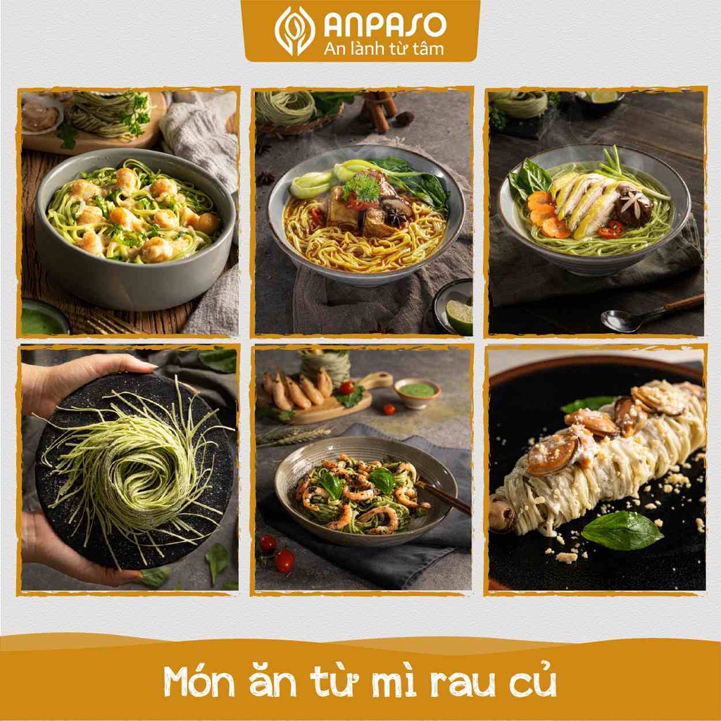 Mì Rau Củ Dinh Dưỡng Organic Anpaso 6 vị, Ăn Chay, Giảm Cân, Tốt Cho Hệ Tiêu Hóa 120g/300g