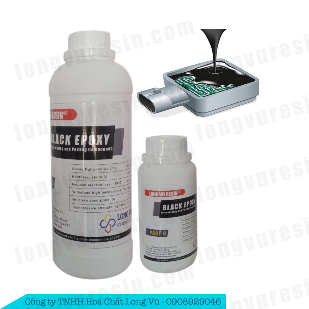 Black Epoxy AB 51AB 1KG [830G A &amp; 170G B]- Keo phủ mạch điện tử