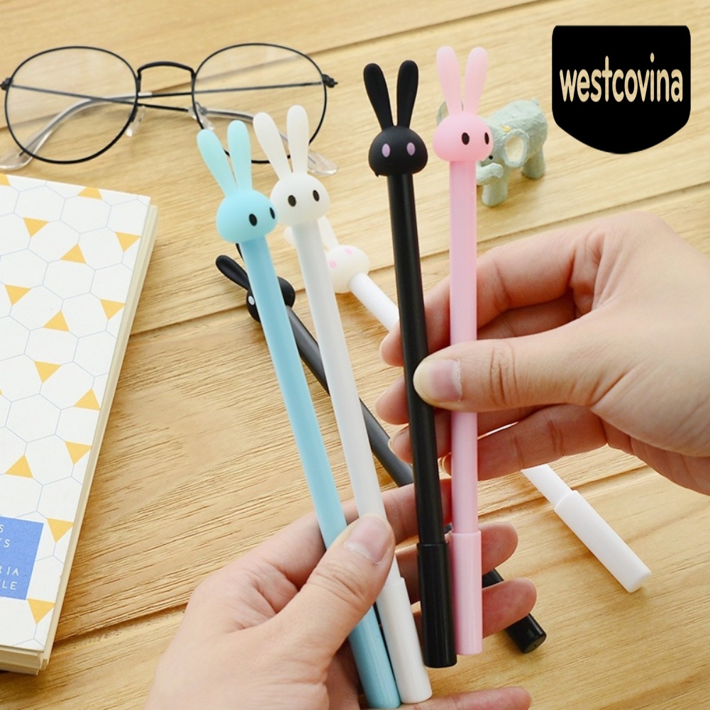 Phương Tây✎4 Chiếc Bút Bi Nước Mực Đen Hình Thỏ 0.38mm