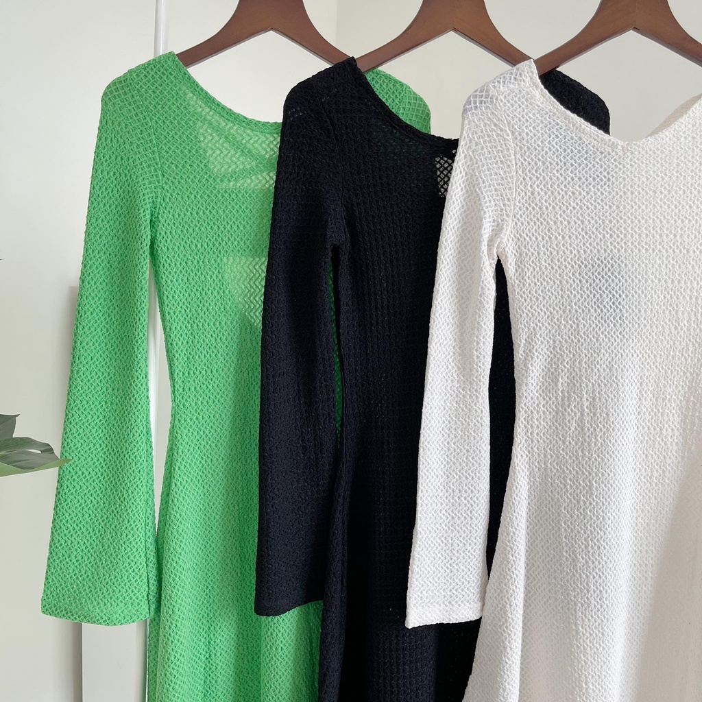 Đầm tay dài hở lưng chéo dây Katie Dress