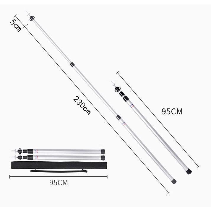Cọc chống lều, thanh chống mái hiên lều, chống tăng hợp kim nhôm siêu bền dài 2,3 m