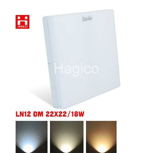 Đèn LED Ốp trần Vuông đổi màu 3 chế độ sáng 18W D LN12L ĐM 22x22/18W