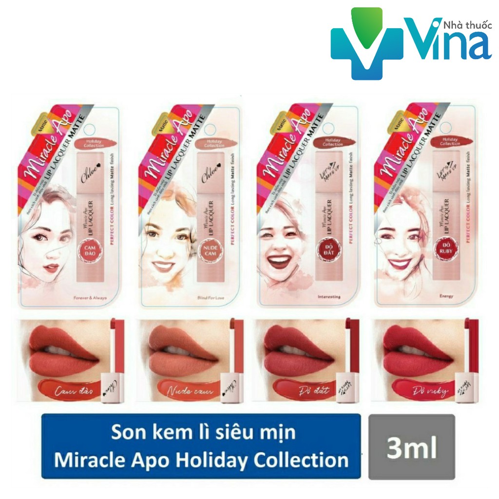 Son kem lì Miracle Apo Lip Lacquer Matte Holiday Collection 3ml (bao bì mới)