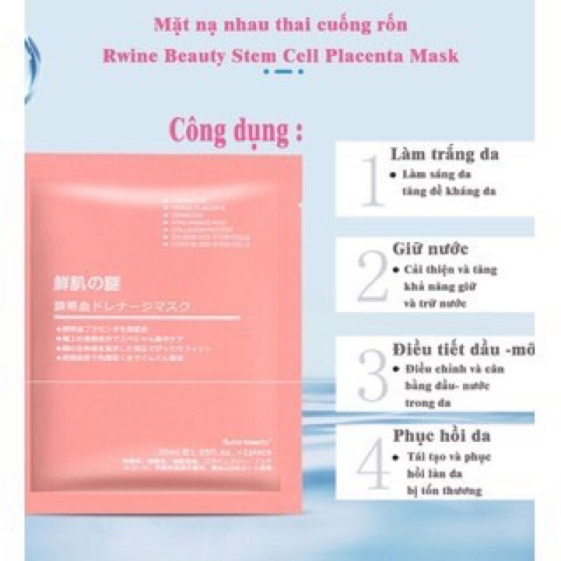 Mặt Nạ Nhau Thai Cừu [HÀNG CHUẨN AUTH] Mặt Nạ Rwine Beauty Stem Cell Placenta Mask Nhật Bản (Date mới) CS23 | BigBuy360 - bigbuy360.vn
