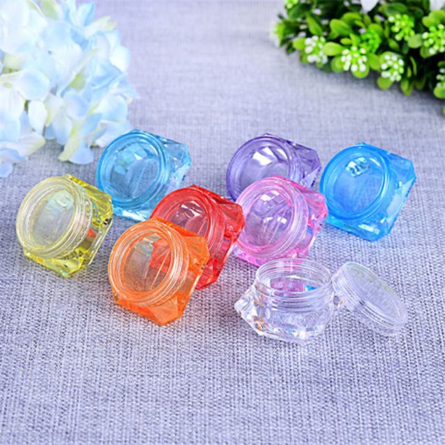 Hũ chiết kim cương chiết kem, dưỡng - Hộp chiết, hủ chiết mỹ phẩm nhựa Ps nhiều màu 3gram
