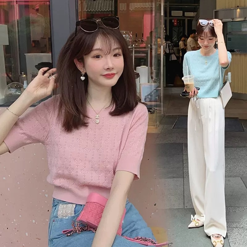 MS677 Áo len nữ mongtoghi cổ tròn kiểu dáng Hàn Quốc