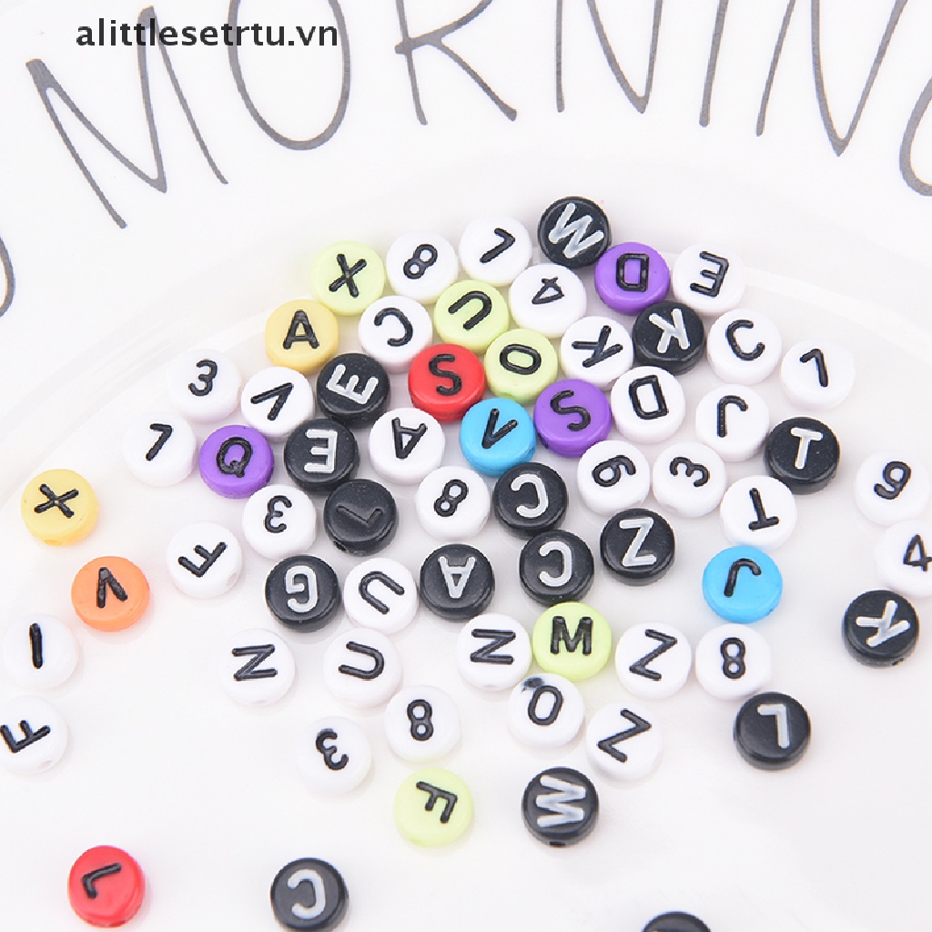 Set 200 Hạt Xâu Chuỗi Khắc Chữ Cái Dùng Để Làm Trang Sức DIY