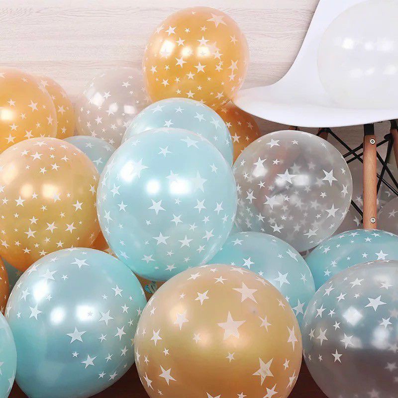 Set 50 Quả Bóng Trong Suốt In Hình Ngôi Sao Trang Trí Sinh Nhật Cho Bé Trai Bé Gái Người Lớn - K140