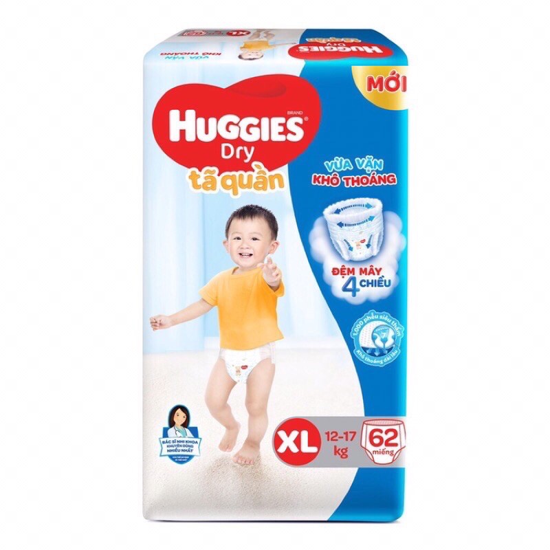 Tã quần Huggies M74/L68/XL62/XXL56 đệm mây 4 chiều