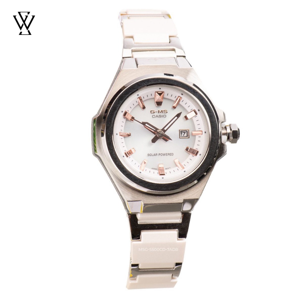 Đồng Hồ Năng Lượng Mặt Trời Nữ Casio Baby-G WATCHSTORE MSG-S500CD-7ADR Kính Khoáng 39mm, Vỏ Thép, Dây Nhựa Phối Kim Loại
