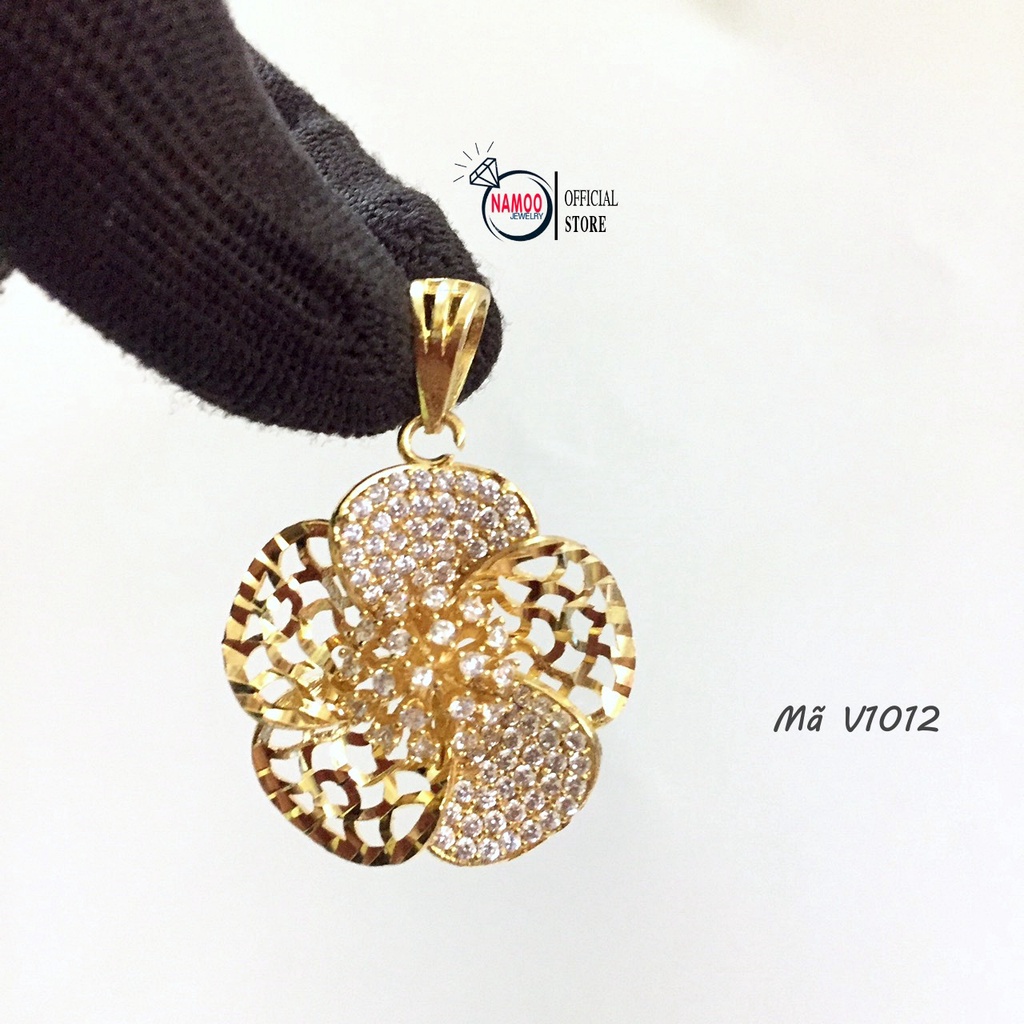 Dây CHuyền Nữ V1012 Mặt Hoa Lớn Kết Hợp Dây Hoa Thị V011 Bản Lớn