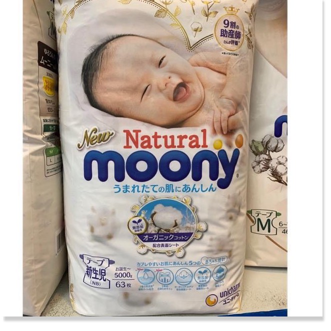 Tã Bỉm MOONY NATURAL Nội Địa Nhật dán/quần NB63/S58/M48/L36