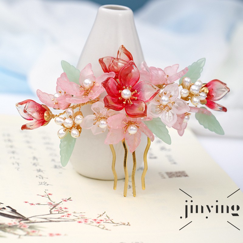 GETNOIVAS Trâm cài tóc hình hoa phong cách Trung Hoa cổ điển cho nữ