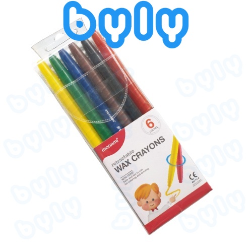 [Ship hoả tốc] Vỉ bút sáp vặn 6 màu Hàn Quốc Monami RWC-6C Retractable wax crayons - Byly Store