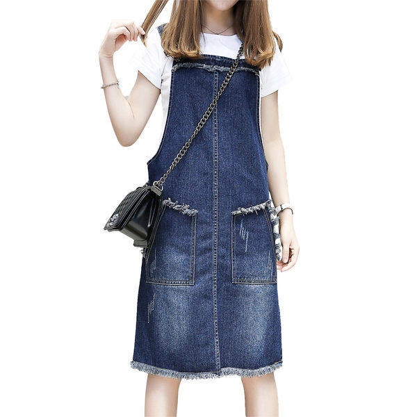 Đầm Yếm denim Dáng Ôm plus size Thời Trang Xuân Hè Cho Nữ