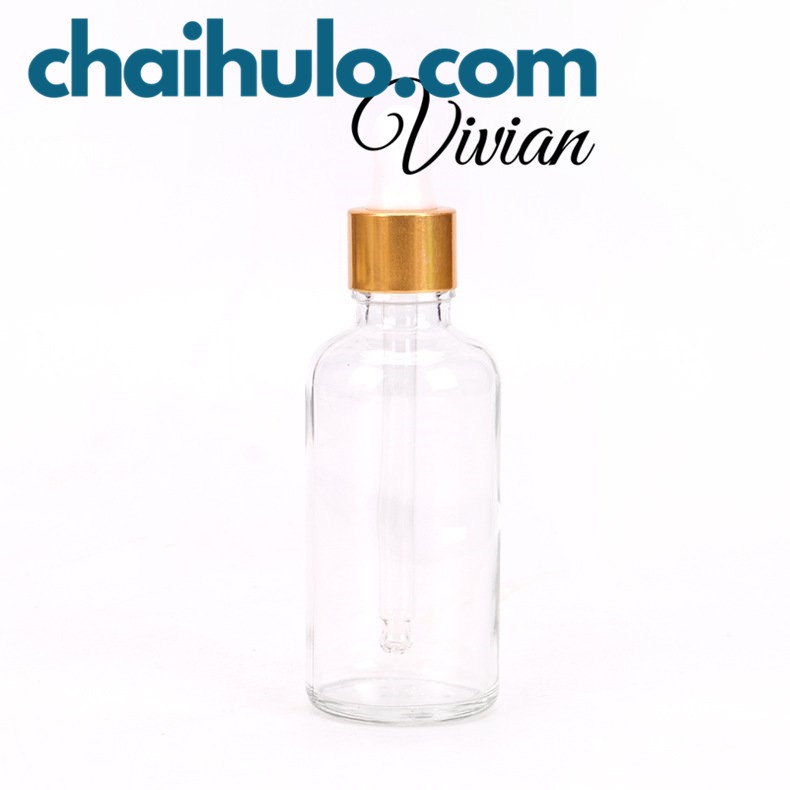 Chai thủy tinh, lọ đựng tinh dầu serum thân trong nắp bóp nhôm vàng nhỏ giọt 5ml 10ml 15ml 20ml 30ml 50ml 100ml