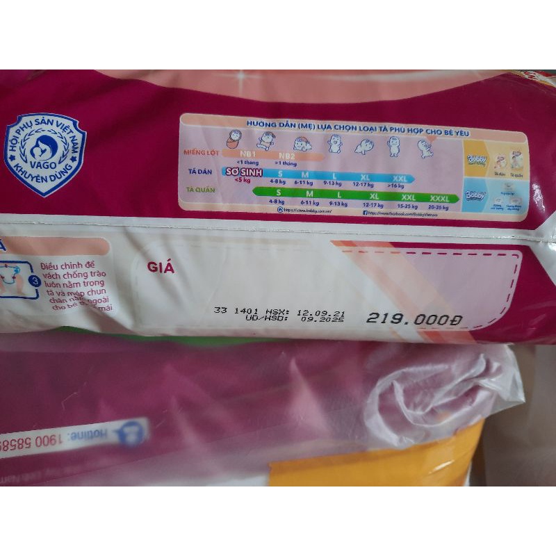 Bỉm/Tả dán sơ sinh bobby size xs70 miếng tặng kèm 6 miếng tả quần size s, tả dán bobby cho bé lọt lòng dưới 5kg