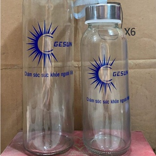 Bình đựng nước chai thủy tinh cute GESUN có dây xách 350ml 500ml có dây xách cao cấp