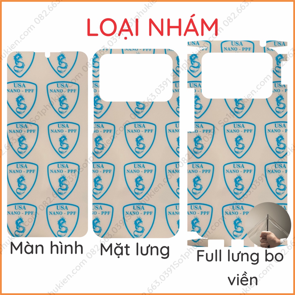 Dán PPF Xiaomi Poco C40 loại trong, nhám dành cho màn hình, mặt lưng, full lưng bo viền