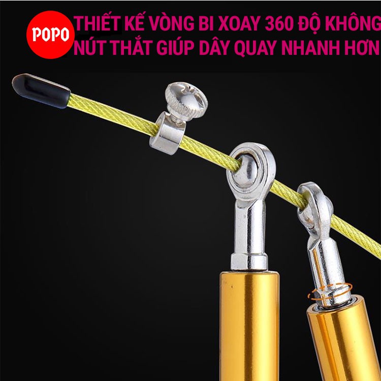 Dây nhảy dây giảm cân POPO TS15 lõi dây thép sợi bọc nhựa PVC, tay nắm hợp kim thép nhôm nhỏ gọn bền bỉ