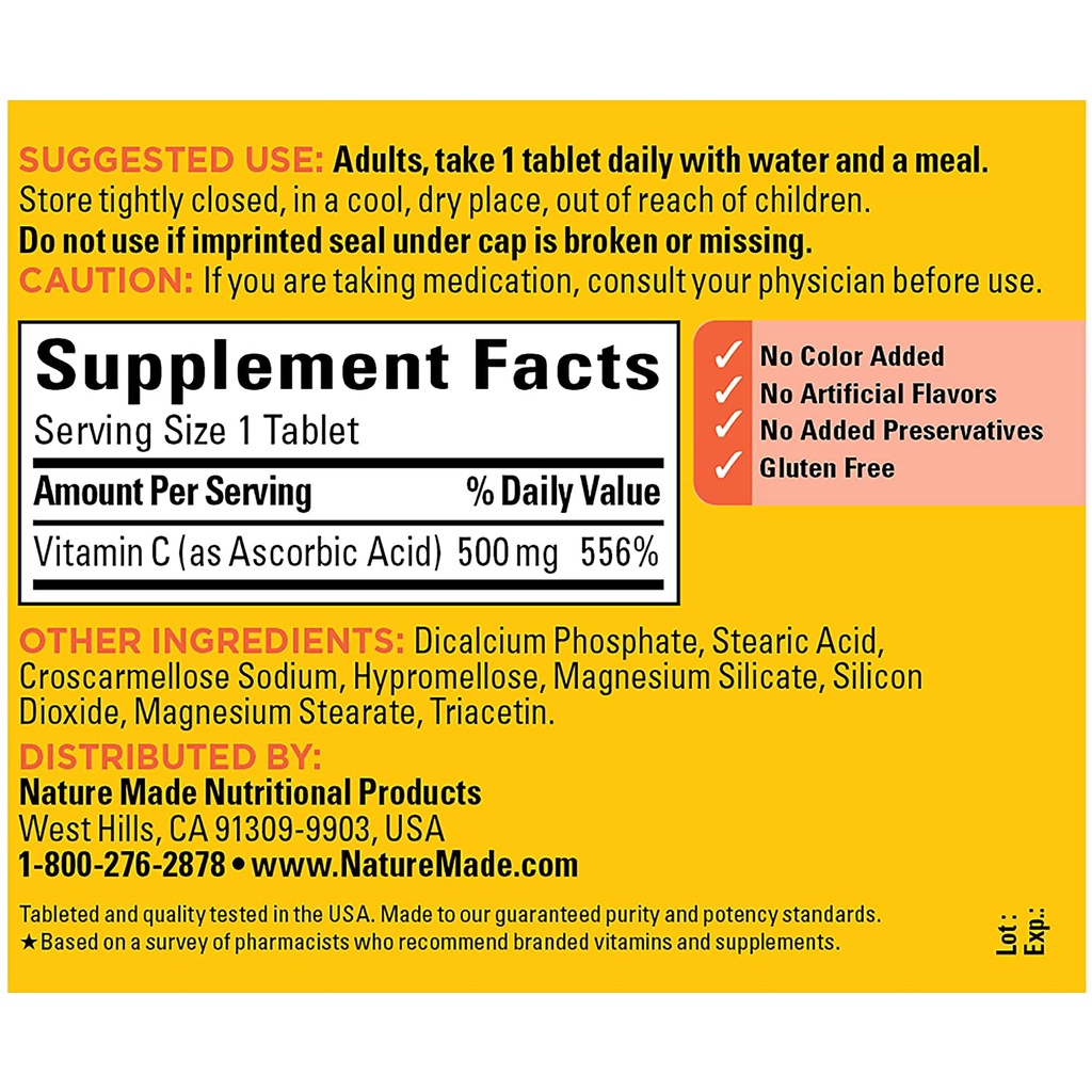 [DATE 04/2024 &amp; 11/2024] NATURE MADE VITAMIN C 500MG 250 VIÊN