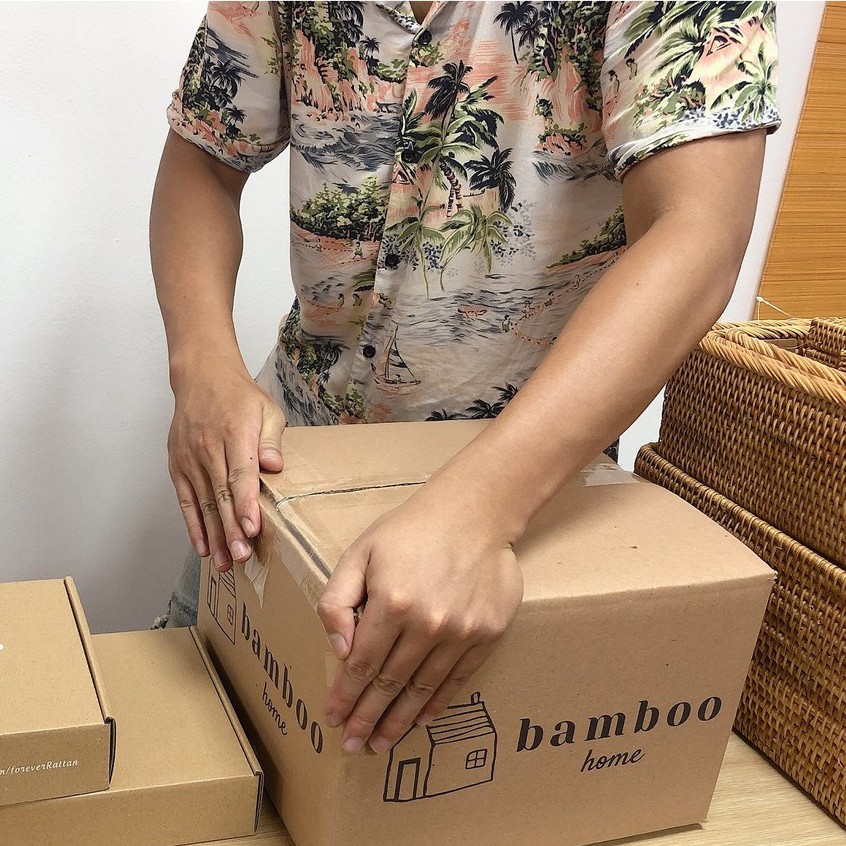 Giỏ đựng đồ đan phối màu Bamboo Home đựng đồ đi chợ , đựng quần áo, đựng hoa quả, đựng đồ đi sinh