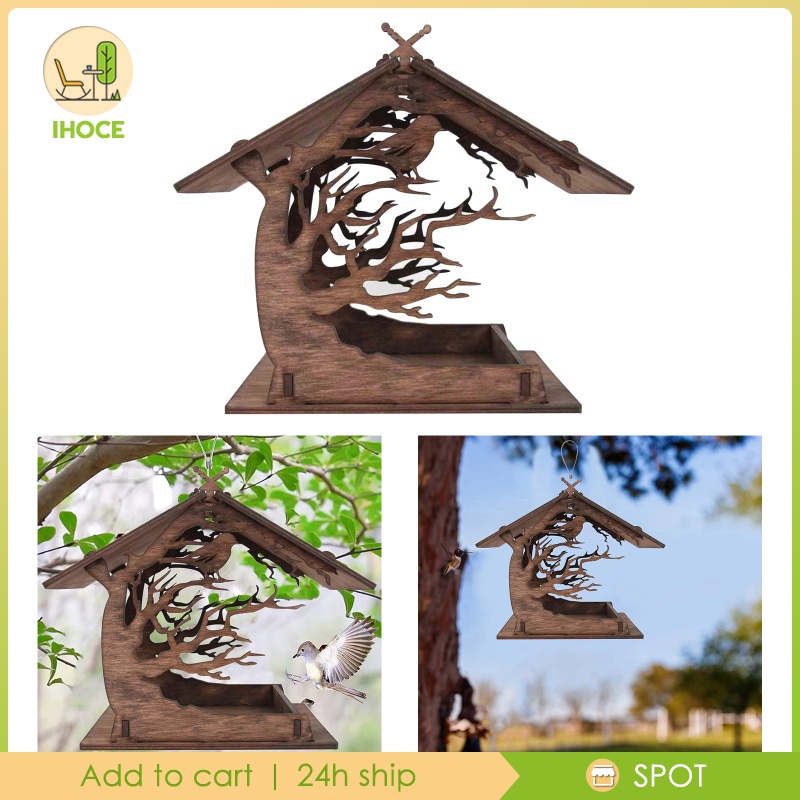 Handmade Wood Bird Feeder Attractive Hanging Birdhouse Outdoor Patio Courtyard Villa Decor Gifts Wildbird Essentials Simple Installation Easy to Clean