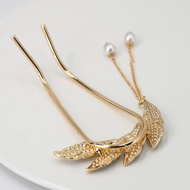 Trâm cài tóc hình chữ U đính đá và ngọc trai thanh lịch tùy chọn màu sắc