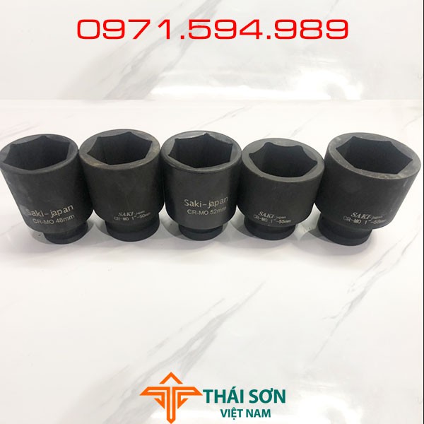 Đầu khẩu, Đầu típ khẩu 1" ĐEN CAO CẤP , chiều dài 8,8cm, mở kích thước từ 48 đến 58. Thép siêu cứng, độ bền cao
