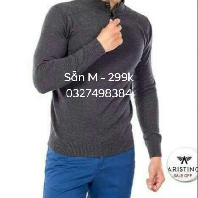 (550k giảm còn 290k) AWO17-04 (màu đen) Áo len nam Aristino