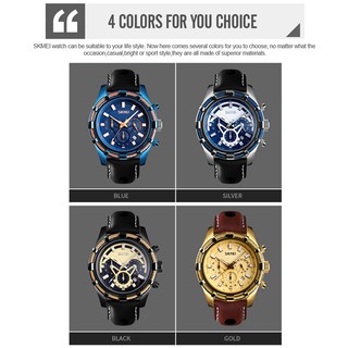 Đồng Hồ Nam Dây Da Cao Cấp SKMEI 9189 Chạy 6 Kim ( Tặng Kèm  Pin, Vòng Tay )