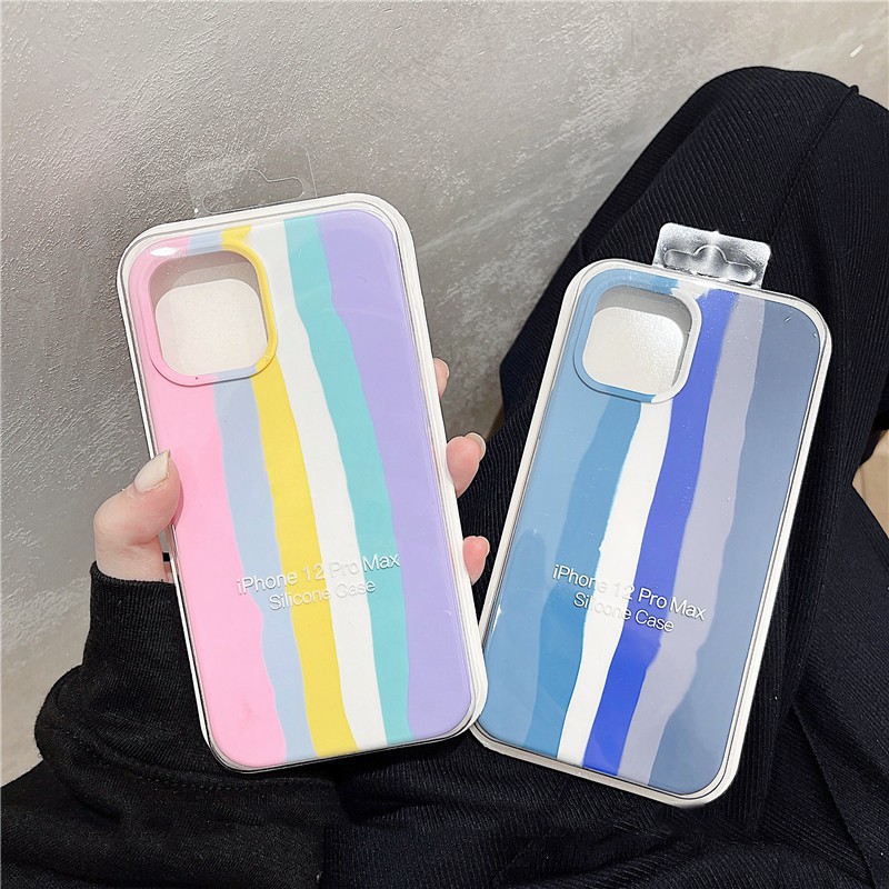 Ốp Lưng Iphone Chống Bẩn Logo Táo Sọc Cầu Vồng 6/6plus/6s/6splus/7/7plus/8/8plus/x/xr/xs/11/12/pro/max/plus/promax