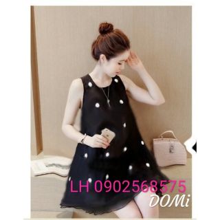 Đầm váy bầu dáng suông oversize hoa nhỏ thời trang Hàn Quốc