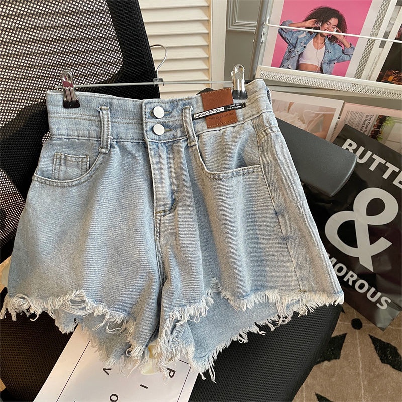 Quần Short Denim Lưng Cao Ống Rộng Thời Trang Mùa Hè Dành Cho Nữ