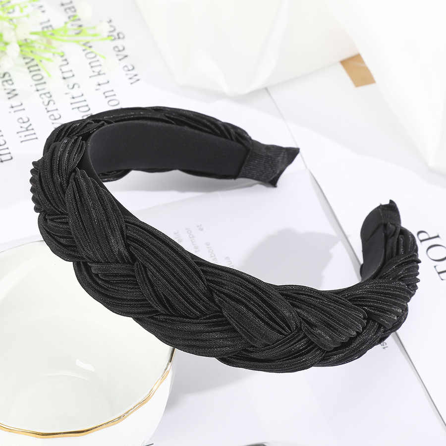 Băng Đô Haimeikang Bản Rộng Bện Dây Màu Trơn Phong Cách Hàn Quốc Mới