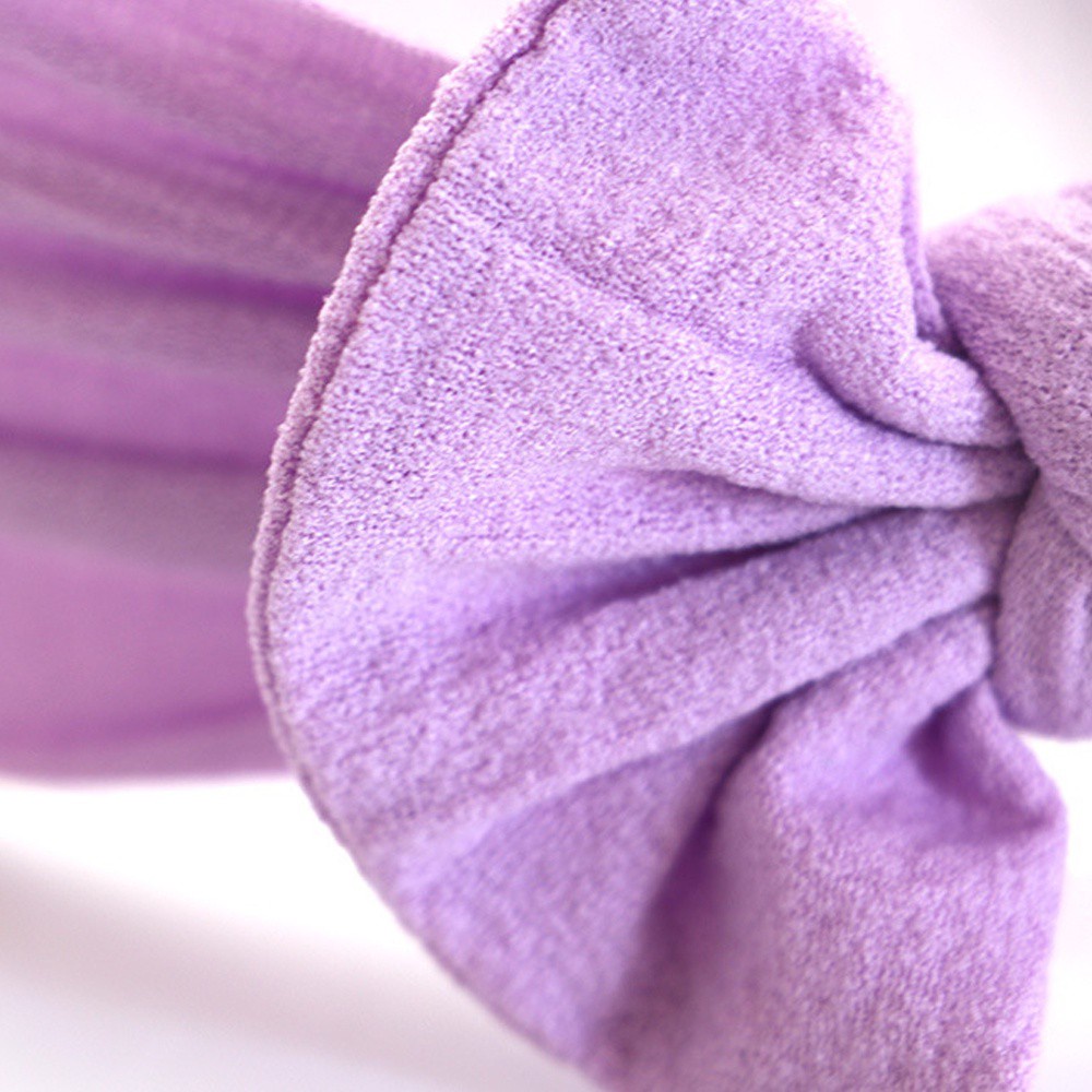 Băng Đô Cài Tóc Tai Thỏ Co Giãn Bằng Nylon Đính Nơ Dễ Thương Cho Bé Gái