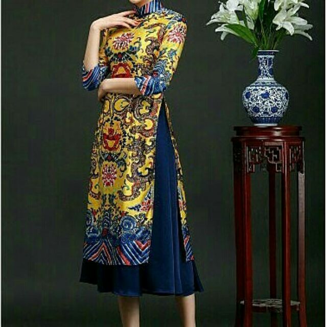 Áo dài cách tân long bào lửng cao cấp - KHÔNG KÈM VÁY