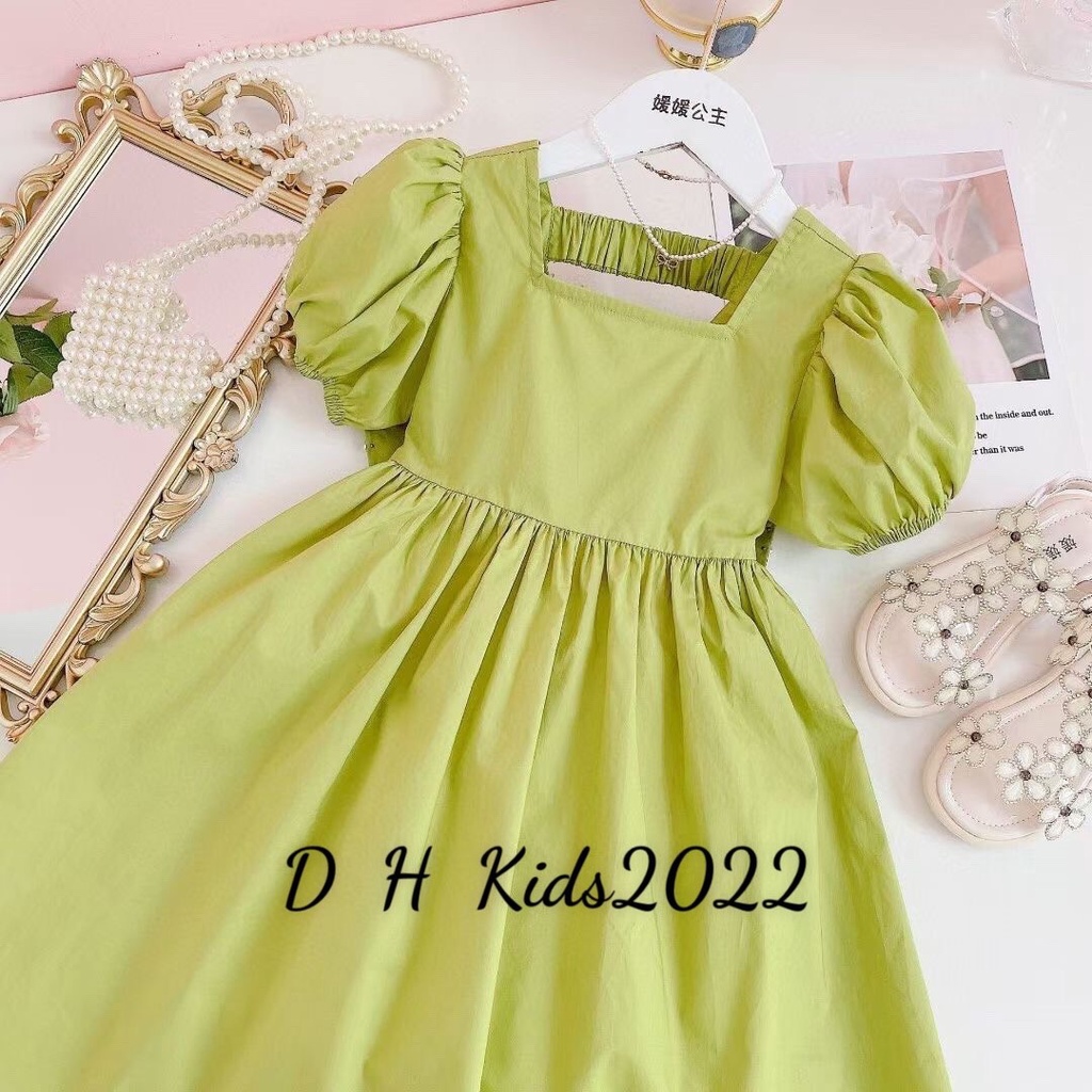 SALE SET VÁY CỘT NƠ ĐIỆU ĐÀ CHO BÉ GÁI CAO CẤP(VXANH)