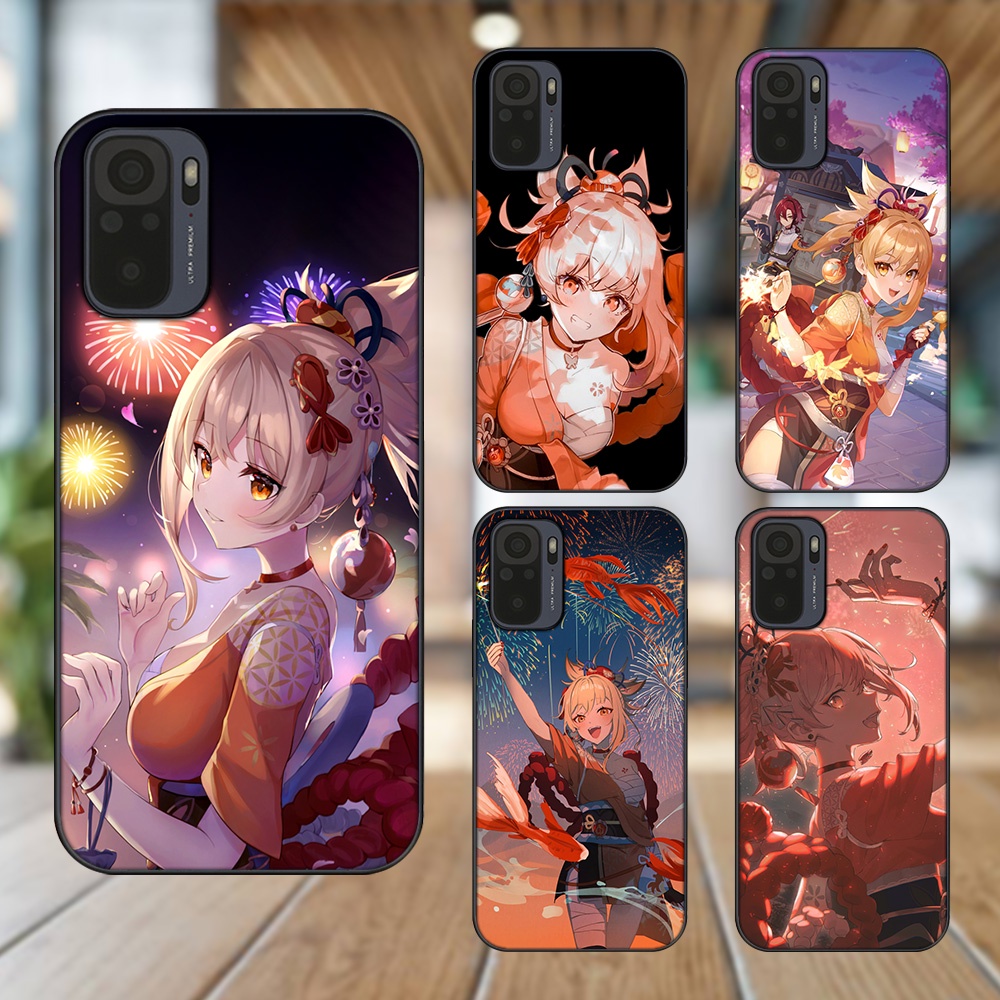 Ốp lưng Xiaomi Redmi Note 10, Note 10s viền đen in hình Yoimiya Genshin Impact