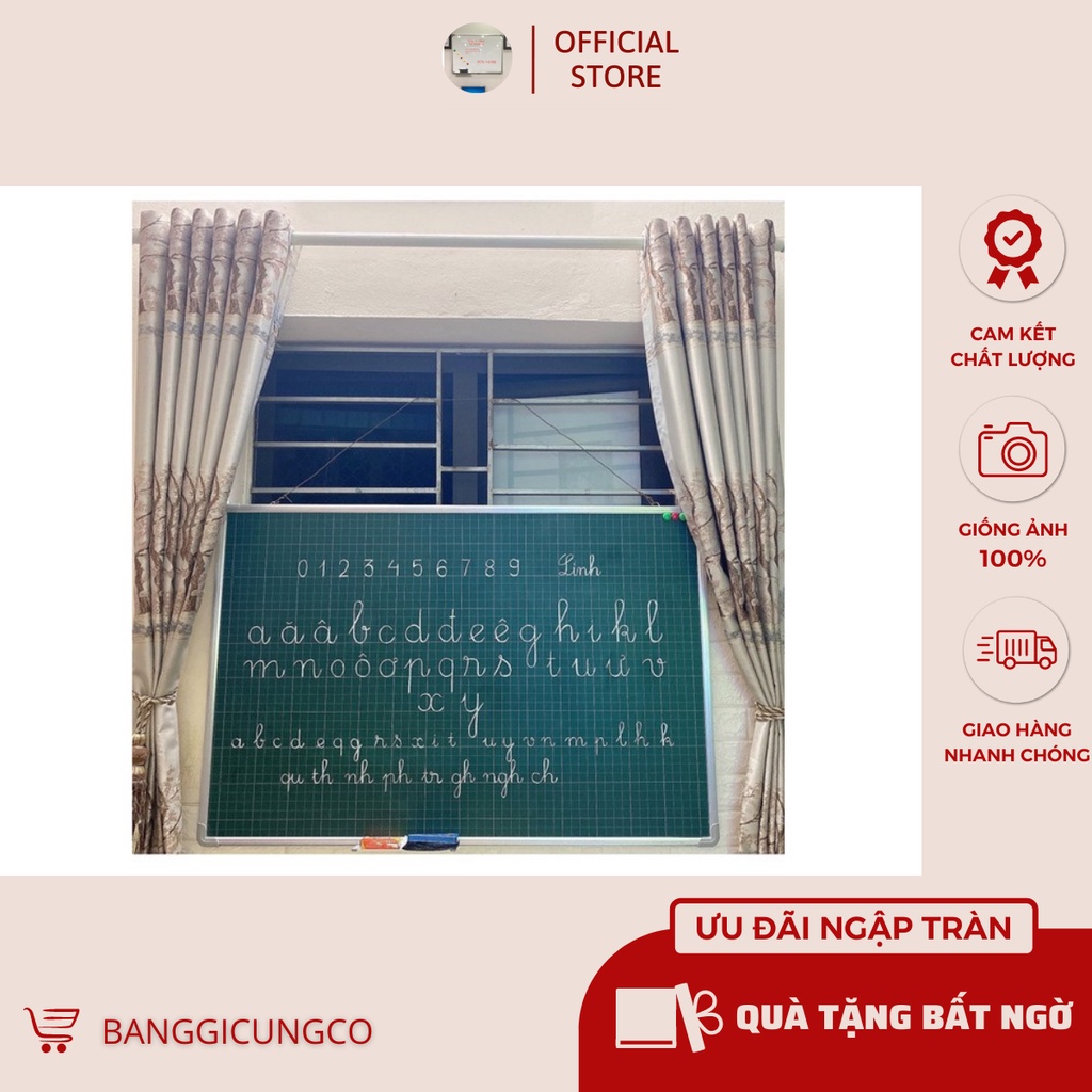 Bảng từ xanh viết phấn kẻ theo yêu cầu, KT; 80x120cm