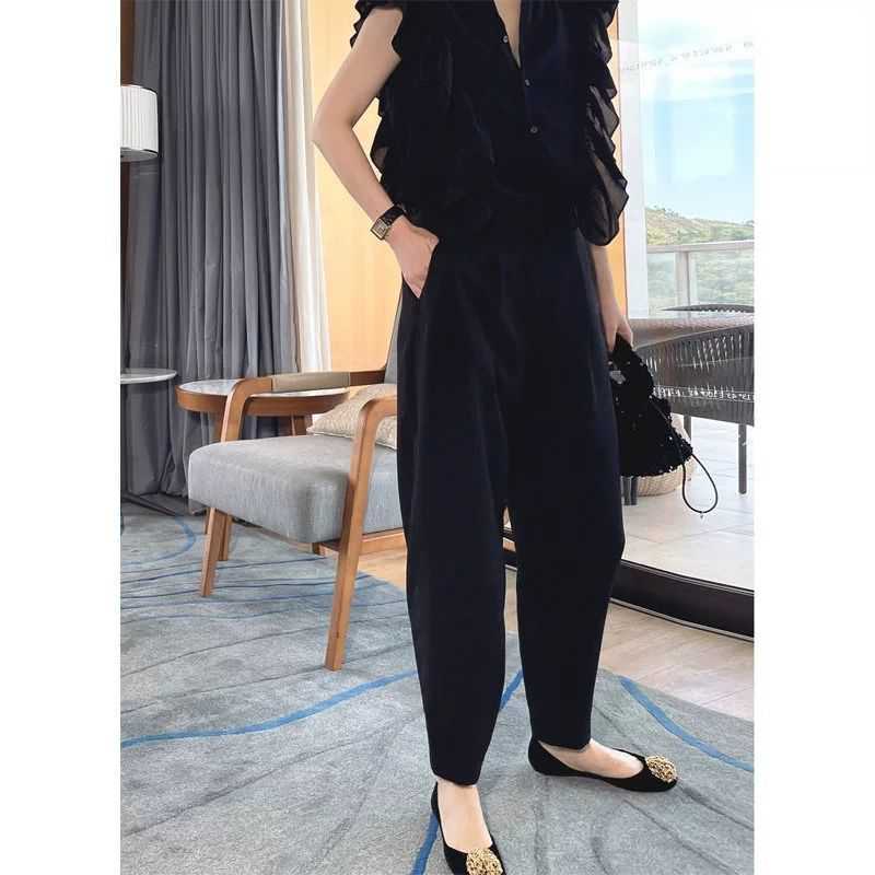Quần baggy nữ lưng cao công sở dáng thụng vải đẹp tuyết mưa Q04