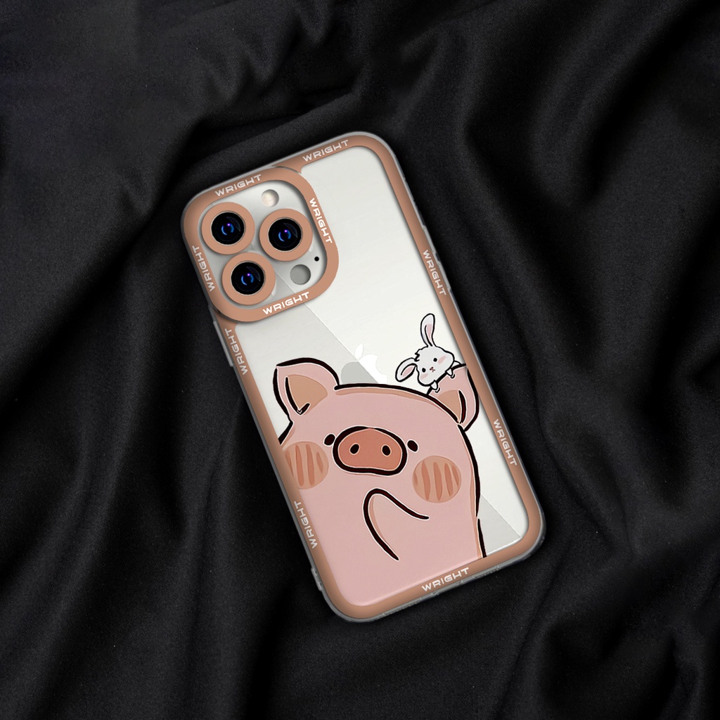 Ốp lưng iphone cạnh vuông thỏ và heo cho cặp đôi wrightcase 6plus/6splus/7/7plus/8/8plus/x/xs/11/12/pro/max/plus/promax