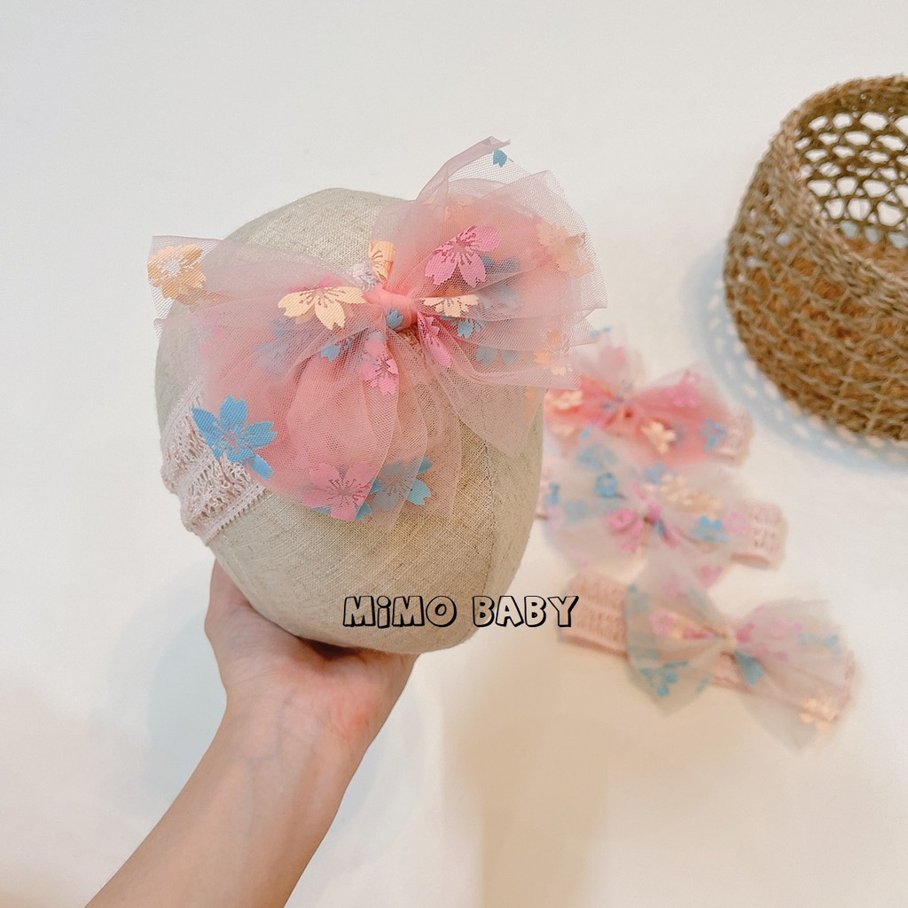Băng đô turban nơ voan hoa đáng yêu Mimo Baby cho bé gái BD15