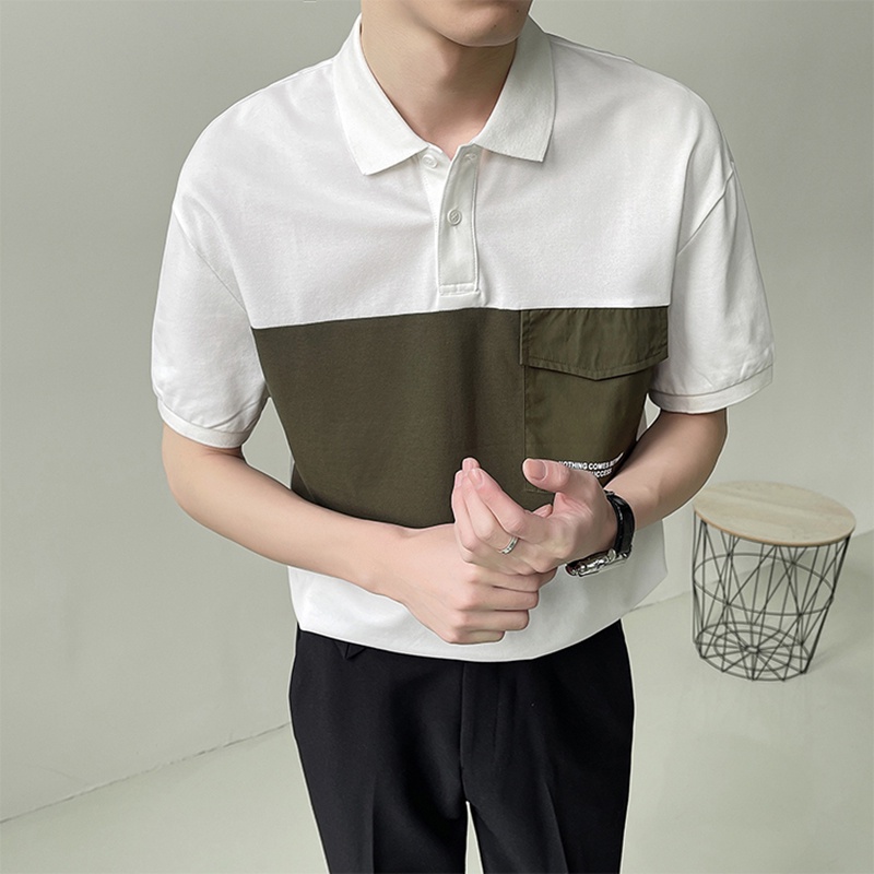Áo Thun Polo Nam Nữ Tay Lỡ Form Rộng Phối Màu Túi Ngực Cổ Bẻ Thời Trang Mixxno.1 TOP NAM 228V1