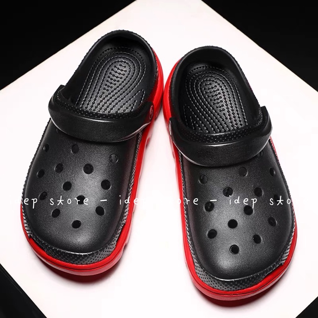 Dép Cross ĐEN ĐỎ unisex tặng 6 sticker- Giày sục siêu nhẹ đi mưa (Form nhỏ) IDEP- SL013 | BigBuy360 - bigbuy360.vn