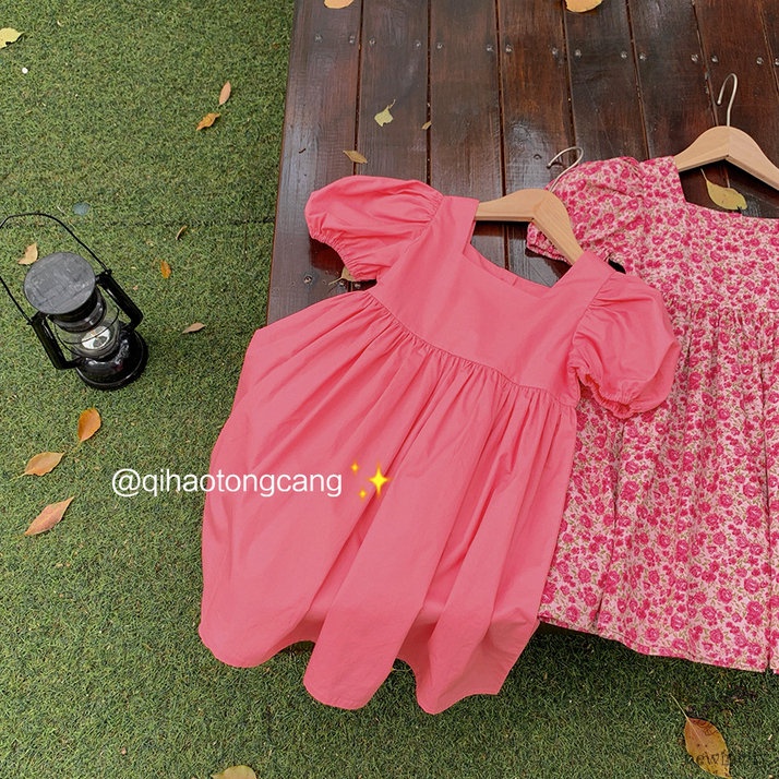Đầm Công Chúa Tay Phồng Ngắn In Họa Tiết Hoa Dễ Thương Thời Trang Mùa Hè Phong Cách Hàn Quốc Cho Bé Gái