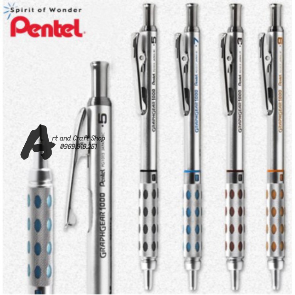 Chì bấm soạn thảo cơ khí 0.3mm  Pentel Graph Gear 1000™  Đúc thép cao cấp PG1013