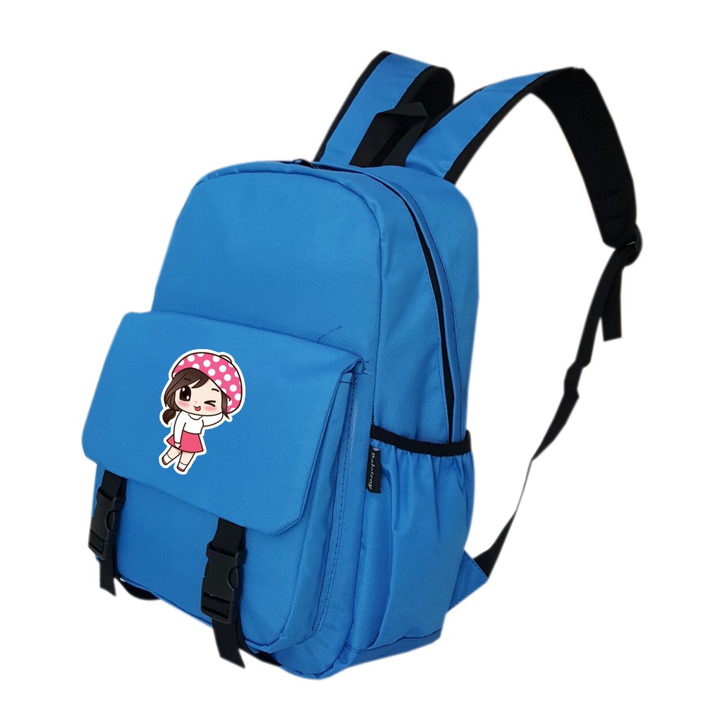Balo thời trang TROY NIKY phối hộp nắp in hình cô gái chibi dễ thương