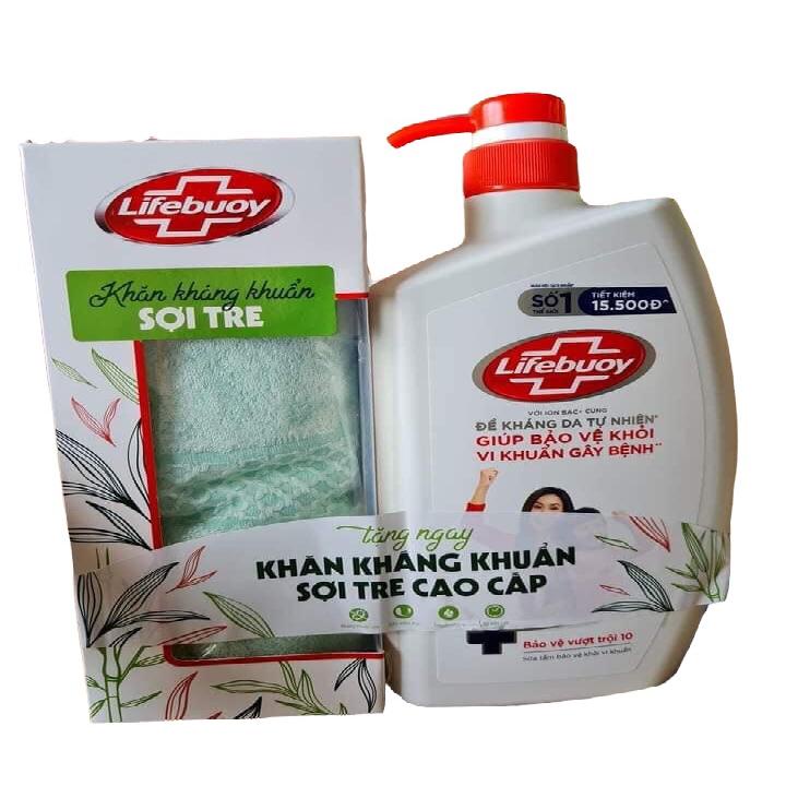 [TẶNG KHĂN SỢI TRE] Sữa tắm bảo vệ khỏi vi khuẩn Lifebuoy - Chai 800g