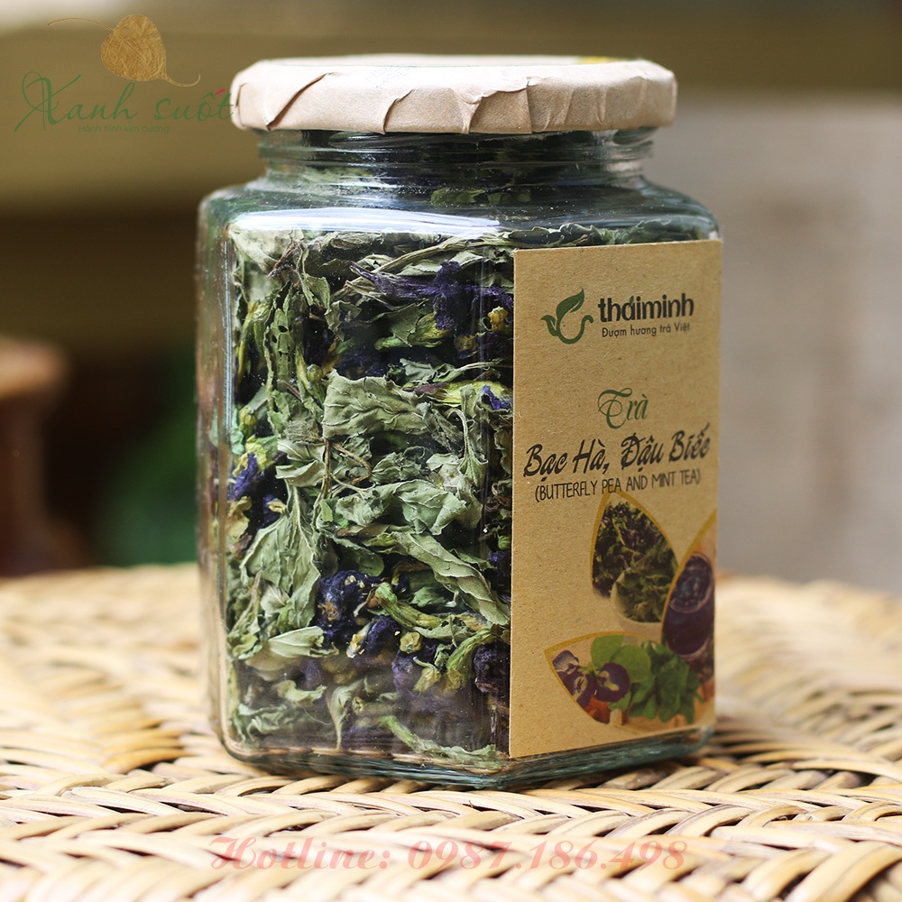 [Thái Minh] Trà Hoa Đậu Biếc &amp; Bạc Hà Sấy Lạnh- Butterfly Pea &amp; Mint Tea (Clitoria Ternatea) [Xanh Suốt]